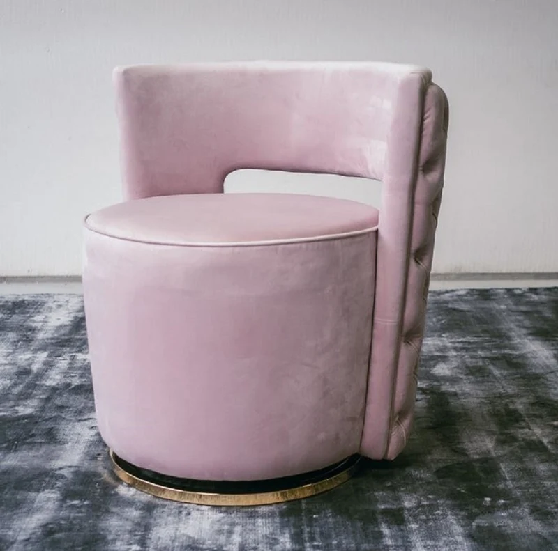 Casa Padrino Luxus Chesterfield Drehsessel Rosa 65 x 58 x H. 69 cm - Samt Sessel - Luxus Möbel