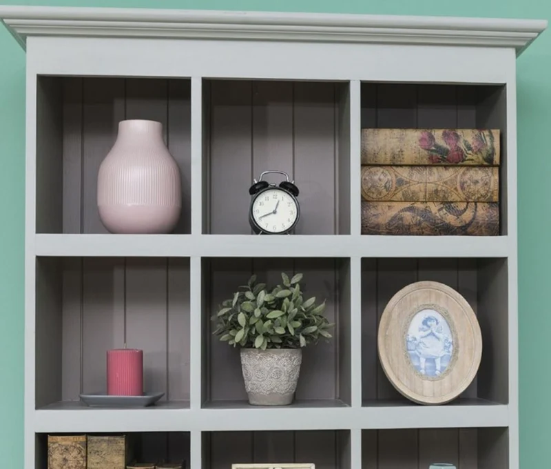 Casa Padrino Landhausstil Schrank Grau 97 x 40 x H. 210 cm - Massivholz Regalschrank mit 2 Türen und 6 Schubladen - Möbel im Landhausstil