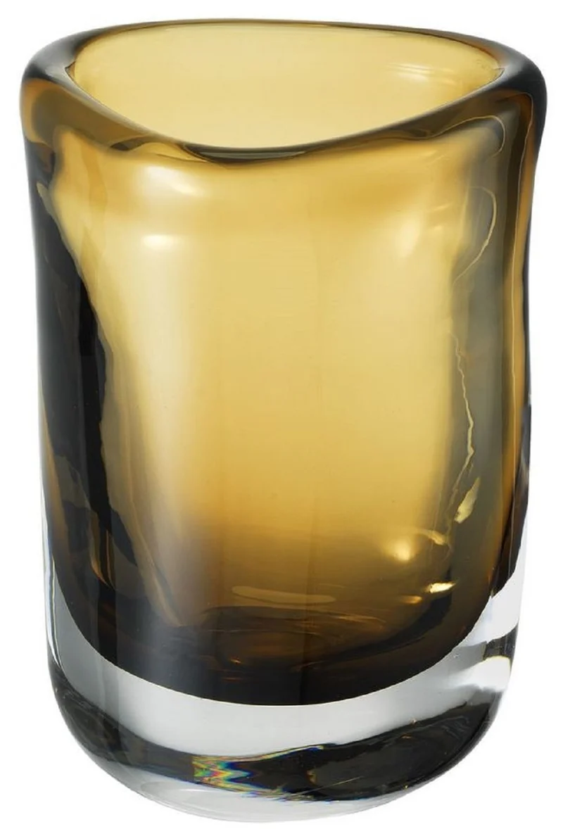 Casa Padrino Luxus Deko Glas Vase Braun Ø 12 x H. 17 cm - Mundgeblasene Blumenvase - Luxus Deko Accessoires