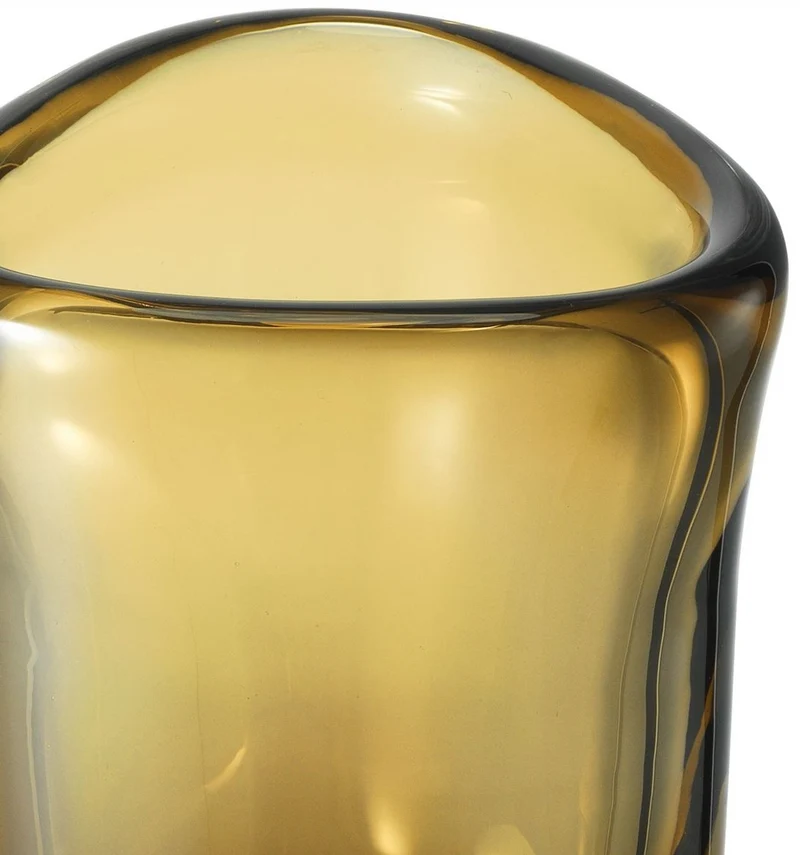 Casa Padrino Luxus Deko Glas Vase Braun Ø 12 x H. 17 cm - Mundgeblasene Blumenvase - Luxus Deko Accessoires