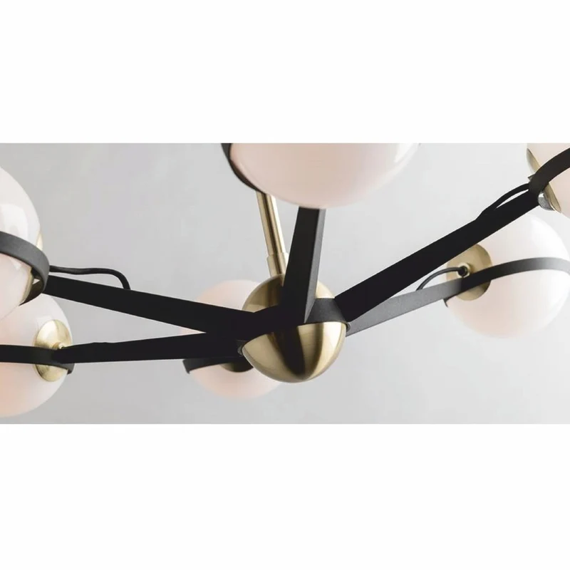 Casa Padrino Luxus LED Kronleuchter Bronze / Messing / Weiß Ø 95,9 x H. 22,9 cm - Kronleuchter mit kugelförmigen Lampenschirmen - Luxus Qualität