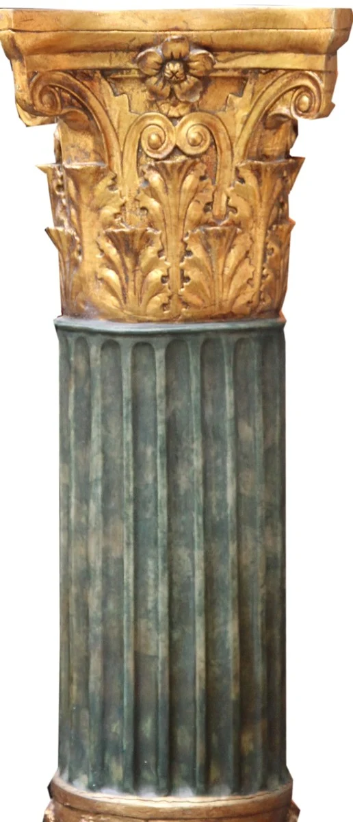 Casa Padrino Barock Säule Gold / Grün 82.5 x 28 cm - Antik Stil Säule