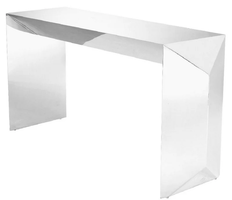 Casa Padrino Luxus Konsole Silber 155 x 45 x H. 76 cm - Edelstahl Konsolentisch - Luxus Qualität