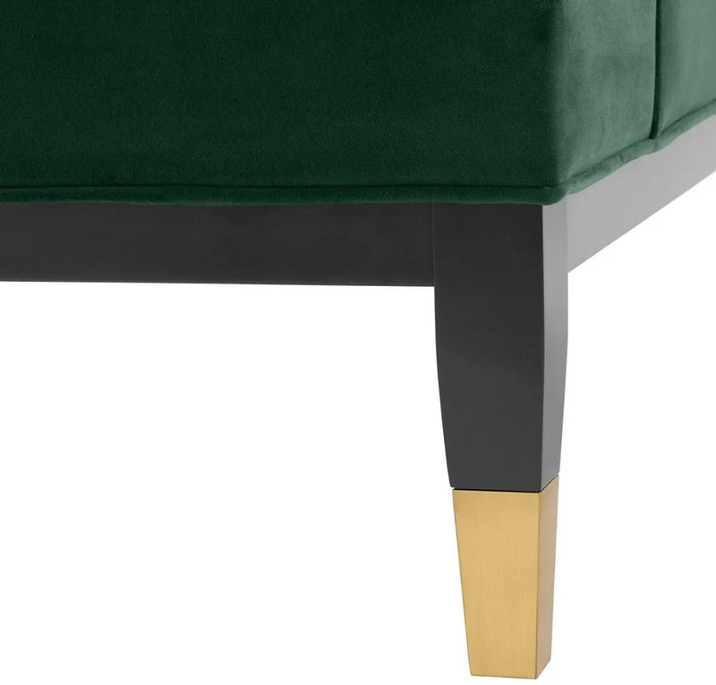 Casa Padrino Luxus Wohnzimmer Sofa Grün / Schwarz / Messingfarben 230 x 85 x H. 79 cm - Chesterfield Samtsofa