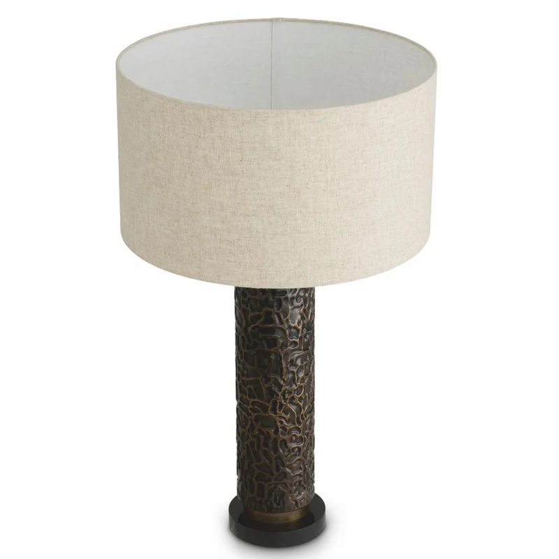 Casa Padrino Luxus Tischleuchte Bronze / Messing / Schwarz / Creme H. 76 cm