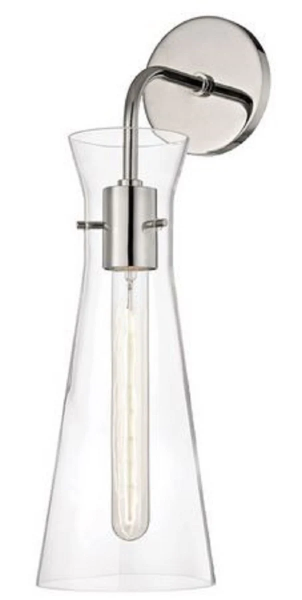Casa Padrino Luxus Wandleuchte Silber 14 x 19,1 x H. 47 cm - Hotel & Restaurant Lampe