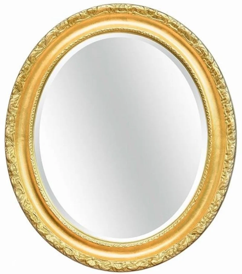Casa Padrino Luxus Barock Spiegel Gold 64 x 6 x H. 84 cm - Ovaler Wandspiegel im Barockstil - Barock Möbel