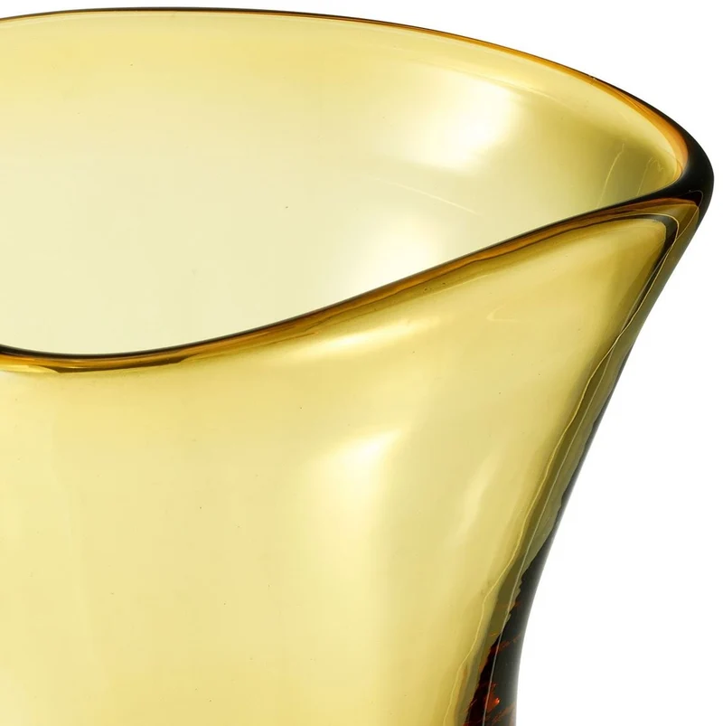 Casa Padrino Luxus Deko Glas Vase Gelb Ø 20 x H. 27,5 cm - Mundgeblasene Blumenvase - Luxus Deko Accessoires