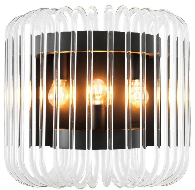 Casa Padrino Luxus Wandleuchte Bronze 40 x 24,5 x H. 35 cm - Edle Wandlampe mit abgerundeten Glasstäbchen - Luxus Kollektion