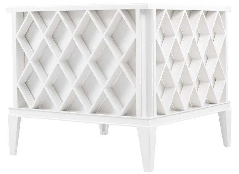 Casa Padrino Luxus Blumentopf Weiß 76 x 76 x H. 69 cm - Edler Aluminium Pflanzentopf - Balkon Terrassen Garten Deko Accessoires