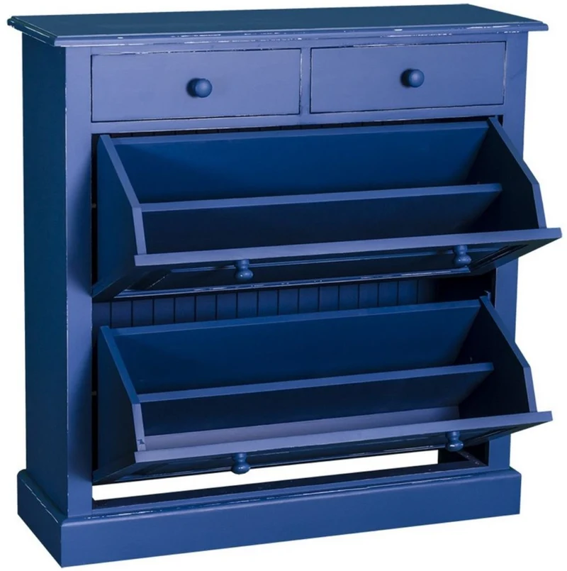 Casa Padrino Landhausstil Massivholz Schuhschrank Antik Blau 103 x 35 x H. 105 cm - Landhausstil Garderobenmöbel