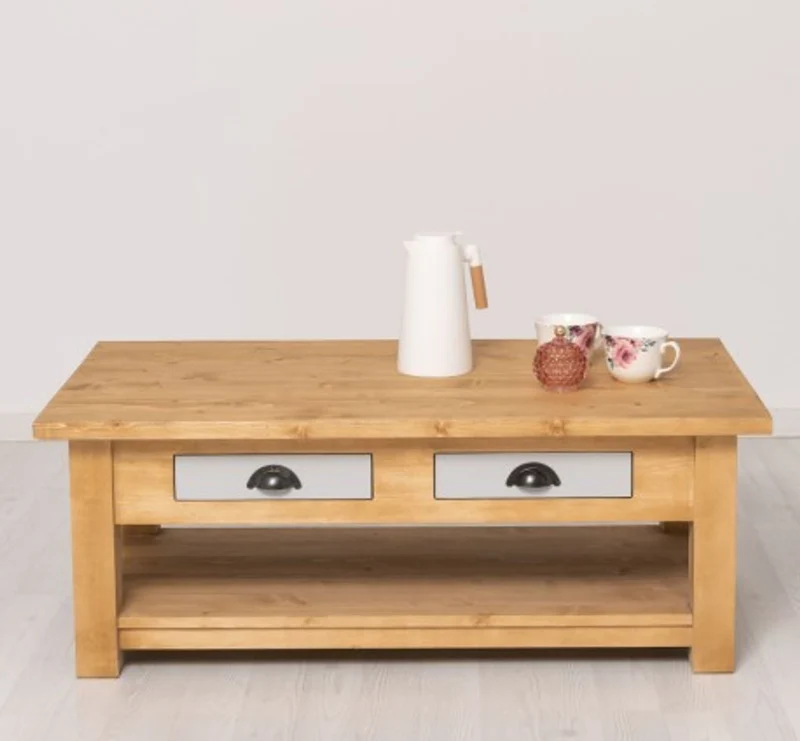 Casa Padrino Couchtisch im Landhausstil mit 2 Schubladen, 120 x 65 x 45 cm