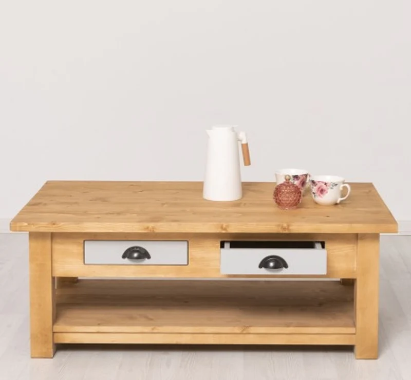 Casa Padrino Couchtisch im Landhausstil mit 2 Schubladen, 120 x 65 x 45 cm