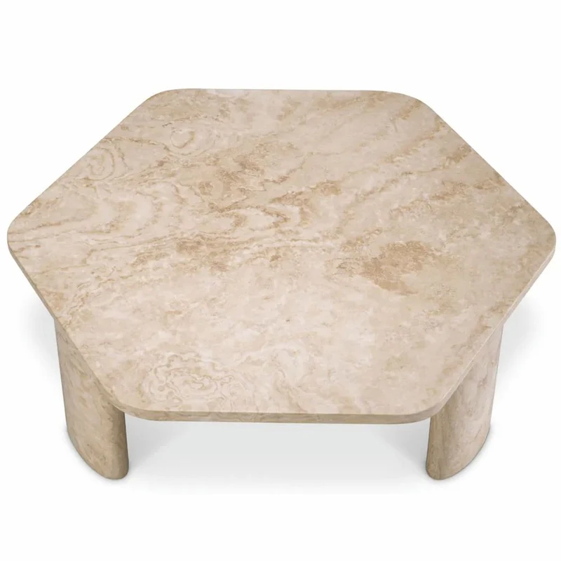 Casa Padrino Luxus Travertin Couchtisch Beige 101 cm - Travertin Wohnzimmer Möbel