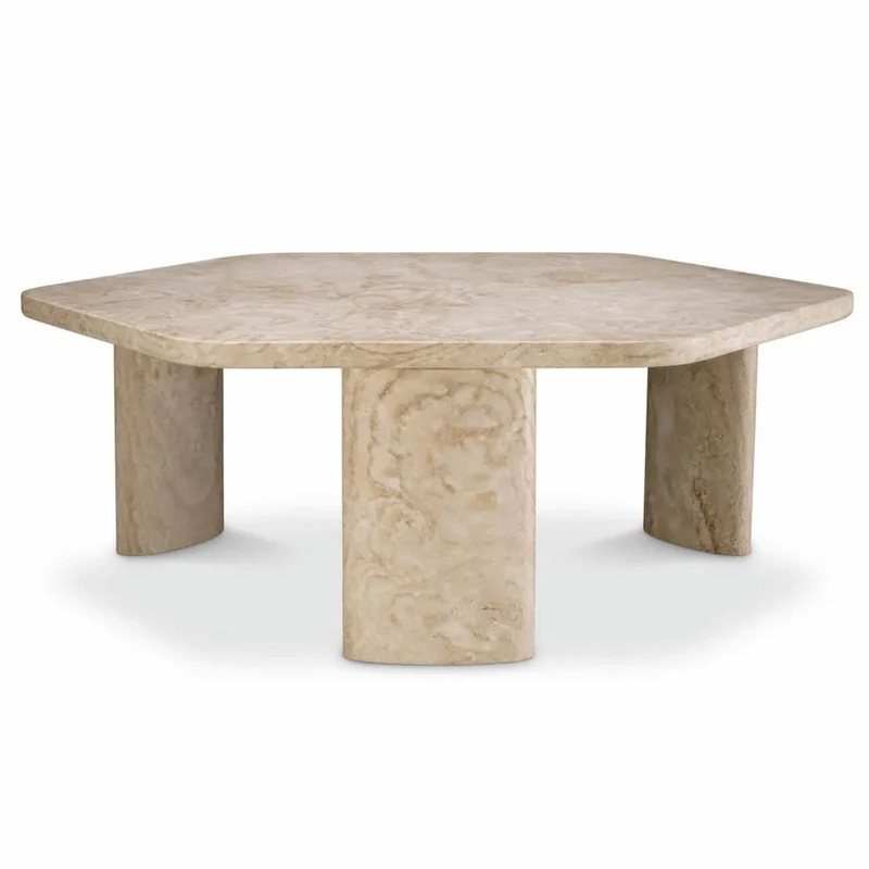 Casa Padrino Luxus Travertin Couchtisch Beige 101 cm - Travertin Wohnzimmer Möbel