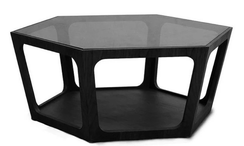 Casa Padrino Luxus Couchtisch Schwarz 90 x 78 x H. 35 cm - Wohnzimmertisch mit schwarz getönter Glasplatte - Wohnzimmer Möbel - Luxus Möbel