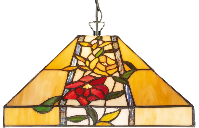 Casa Padrino Luxus Tiffany Hängeleuchte Mehrfarbig 40 x 40 x H. 85 cm - Tiffany Pendelleuchte mit Blumendesign und handgefertigtem Glas Lampenschirm