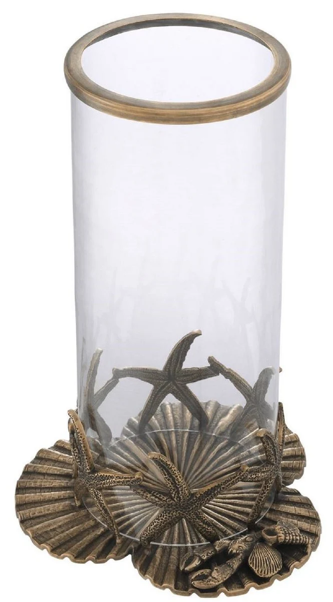 Casa Padrino Luxus Kerzenleuchter Vintage Messingfarben Ø 20,5 x H. 31,5 cm - Luxus Deko Accessoires