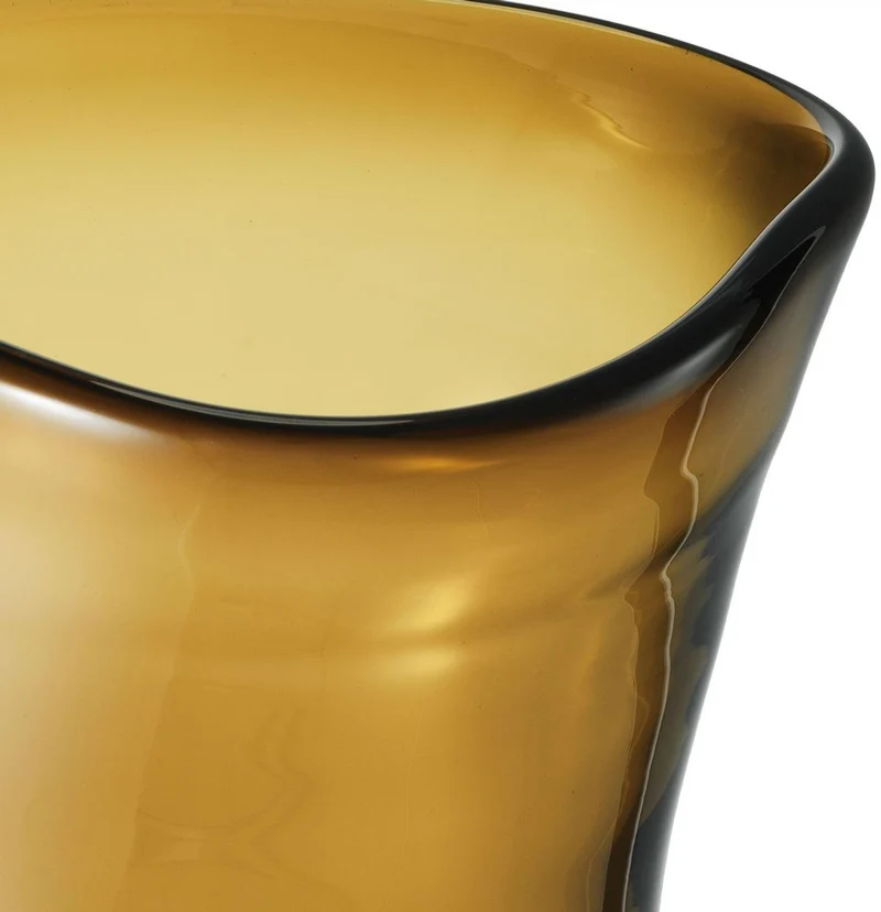 Casa Padrino Luxus Deko Glas Vase Braun Ø 20 x H. 27,5 cm - Mundgeblasene Blumenvase - Luxus Deko Accessoires
