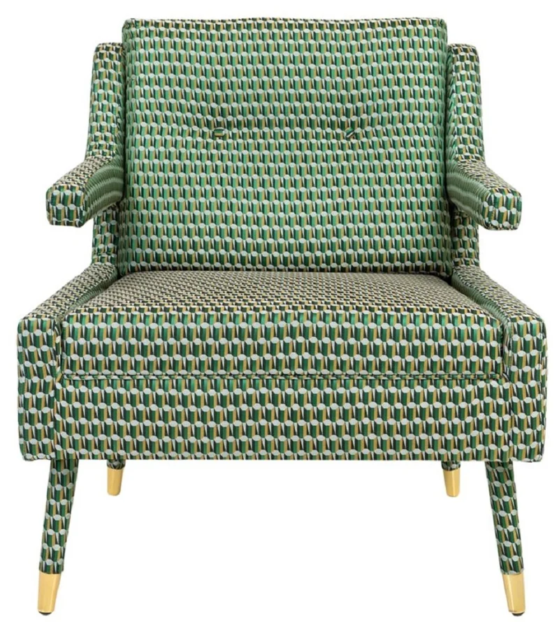 Casa Padrino Luxus Sessel Grün / Gold 76 x 88 x H. 89 cm - Wohnzimmer Sessel im Neoklassichen Stil - Designer Wohnzimmermöbel