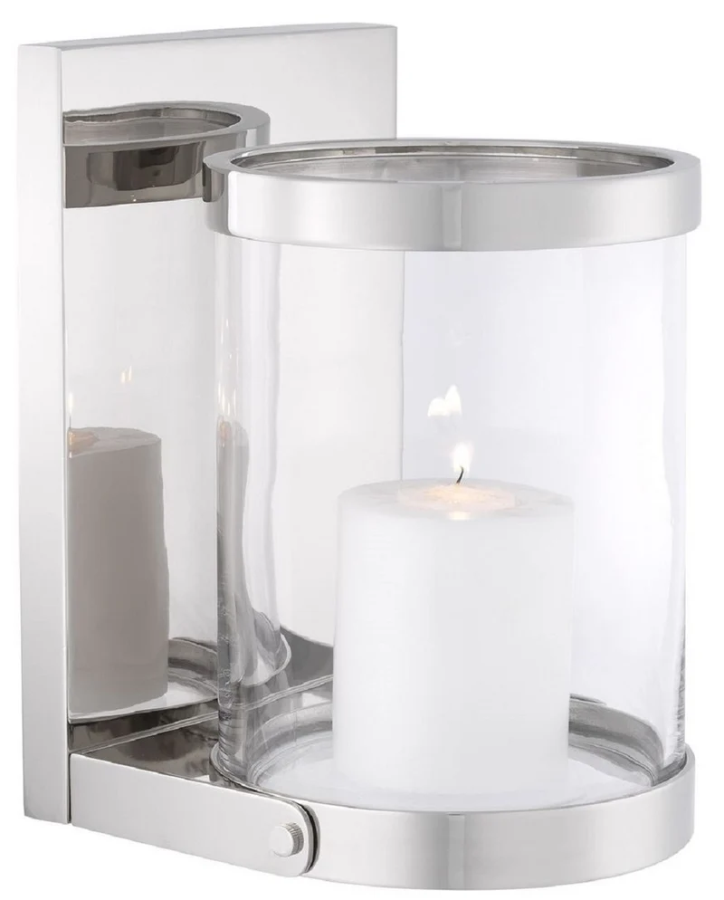 Casa Padrino Luxus Wandkerzenleuchter Silber 17,5 x 19,5 x H. 25,5 cm - Wandkerzenhalter - Deko Accessoires
