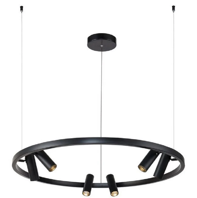 Casa Padrino Hängeleuchte Schwarz Ø 90 cm - Runde Pendelleuchte mit verstellbaren LED Spots