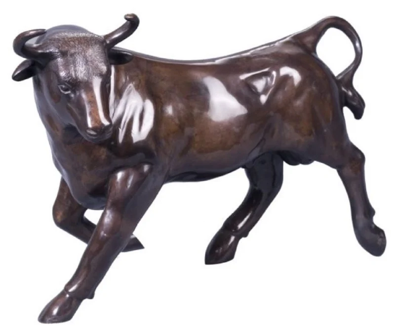 Casa Padrino Deko Bronzefigur Stier Bronze 56 x 22 x H. 40 cm - Luxus Skulptur