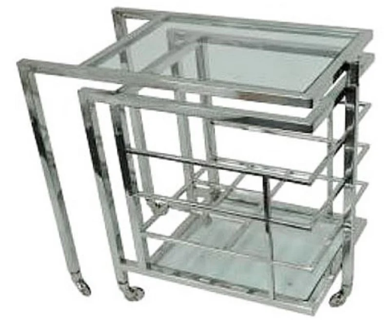 Casa Padrino Luxus Servierwagen Silber 72 x 42 x H. 77 cm - Hotel Restaurant Gastronomie Trolley