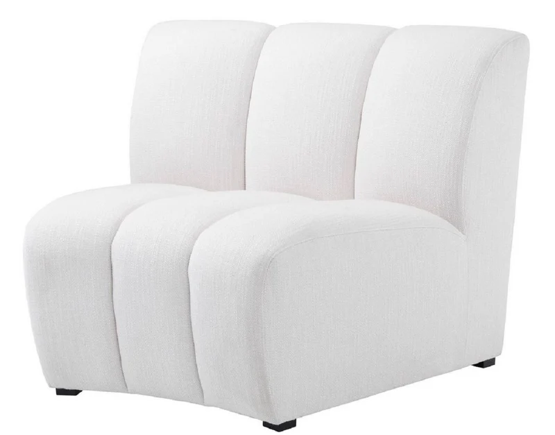 Casa Padrino Luxus Couch Weiß / Schwarz 109 x 95 x H. 83,5 cm - Gebogenes & Erweiterbares Luxus Wohnzimmer Sofa