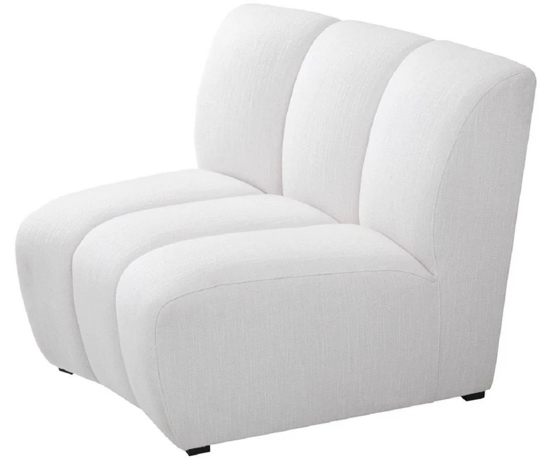 Casa Padrino Luxus Couch Weiß / Schwarz 109 x 95 x H. 83,5 cm - Gebogenes & Erweiterbares Luxus Wohnzimmer Sofa