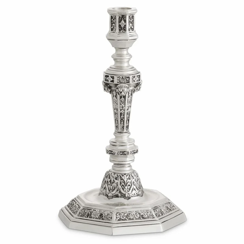 Casa Padrino Luxus Barock Kerzenständer im französischen Stil Antik Silber H. 25 cm - Barockstil Deko Accessoires