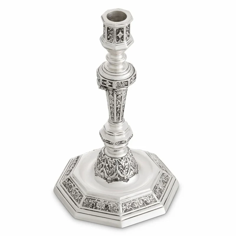 Casa Padrino Luxus Barock Kerzenständer im französischen Stil Antik Silber H. 25 cm - Barockstil Deko Accessoires