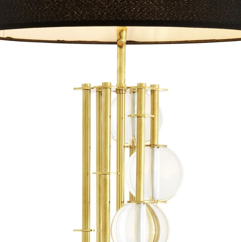Casa Padrino Luxus Stehleuchte Gold / Schwarz Ø 48 x H. 176 cm - Designer Lampe mit Kristallglas - Luxus Wohnzimmer Lampe