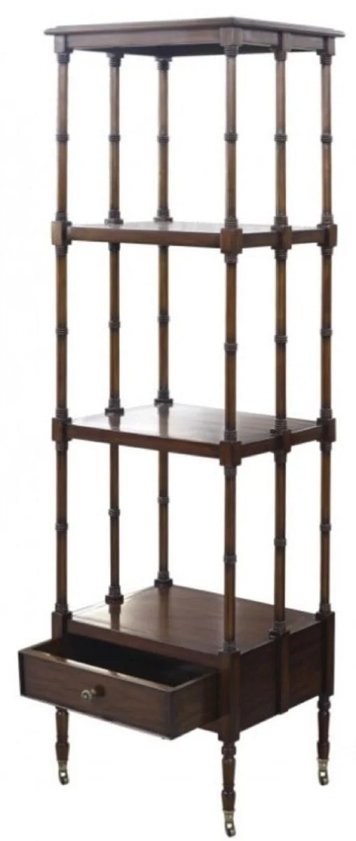 Casa Padrino Luxus Regalschrank mit Schublade Dunkelbraun 44 x 36 x H. 163 cm - Luxus Qualität