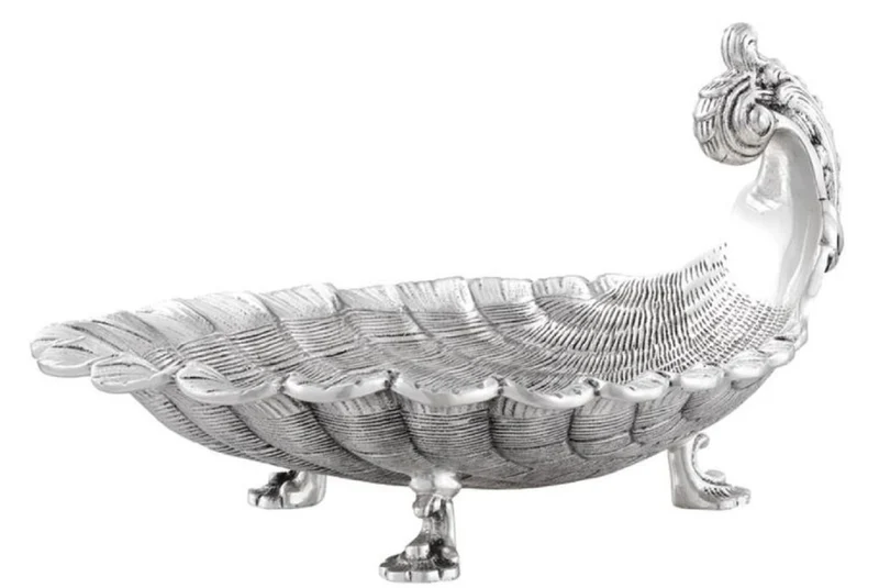 Casa Padrino Luxus Serviertablett Antik Silber 25 x 22,5 x H. 14,5 cm - Luxus Qualität