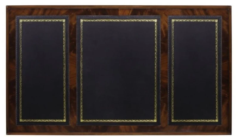 Casa Padrino Luxus Jugendstil Mahagoni Schreibtisch mit 3 Schubladen Dunkelbraun / Schwarz / Gold 126 x 73 x H. 75 cm - Büromöbel - Luxus Qualität