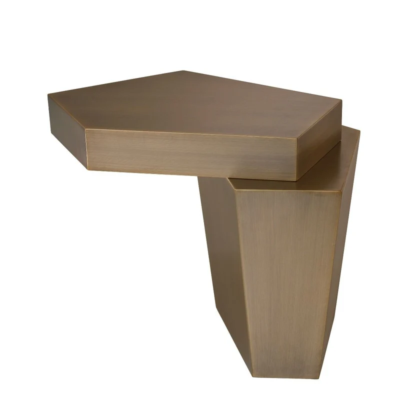 Casa Padrino Designer Couchtisch Messingfarben 72 x 50 x H. 60 cm - Metall Wohnzimmertisch mit gebürsteter Messing Oberfläche und Zementfüllung - Luxus Qualität