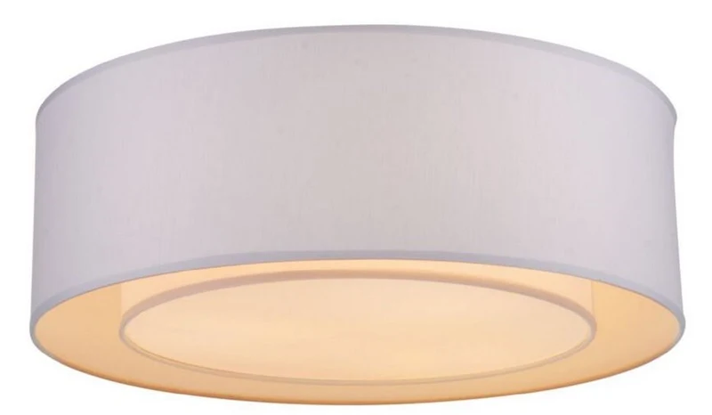 Casa Padrino Deckenleuchte Weiß / Grau Ø 52 x H. 17,5 cm - Moderne stilsichere Leuchte mit Metallrahmen und Stoffbezug