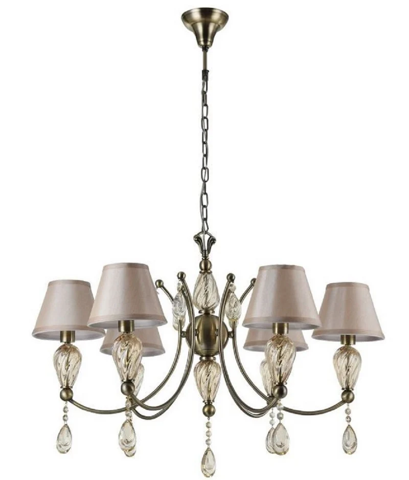 Casa Padrino Barock Kristall Kronleuchter Antik Bronze / Champagnerfarben / Grau Ø 80 x H. 55 cm - Prunkvoller Kronleuchter im Barockstil