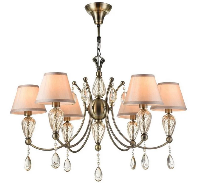 Casa Padrino Barock Kristall Kronleuchter Antik Bronze / Champagnerfarben / Grau Ø 80 x H. 55 cm - Prunkvoller Kronleuchter im Barockstil