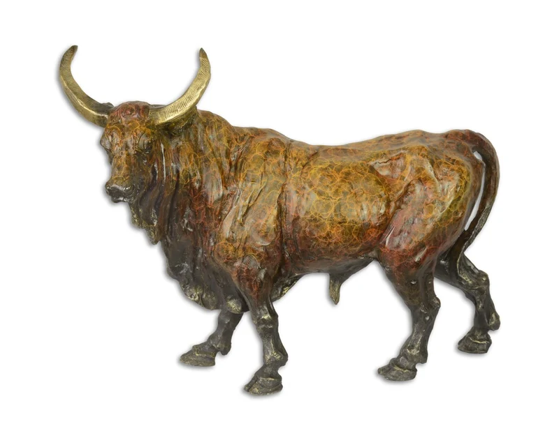Casa Padrino Luxus Bronzefigur asiatischer Büffel 16,8 x 47,5 x H. 35,6 cm - Bronze Skulptur - Dekofigur - Deko Accessoires