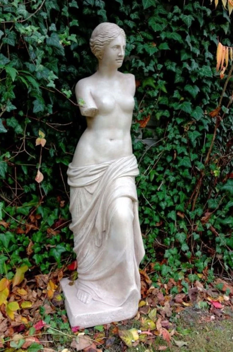 Casa Padrino Jugendstil Gartendeko Skulptur / Statue Venus Grau H. 120 cm - Steinfigur Gartenskulptur