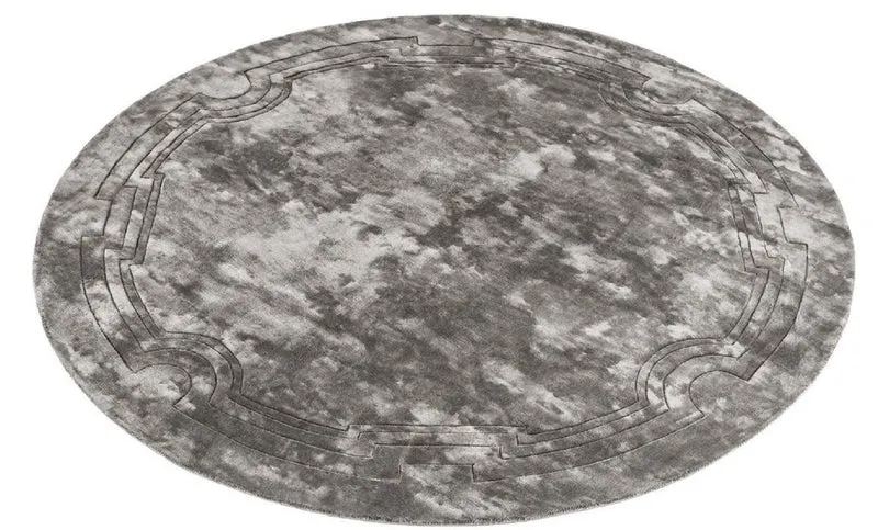 Casa Padrino Luxus Viskose Teppich Grau Ø 280 cm - Handgewebter runder Wohnzimmer Teppich - Luxus Qualität