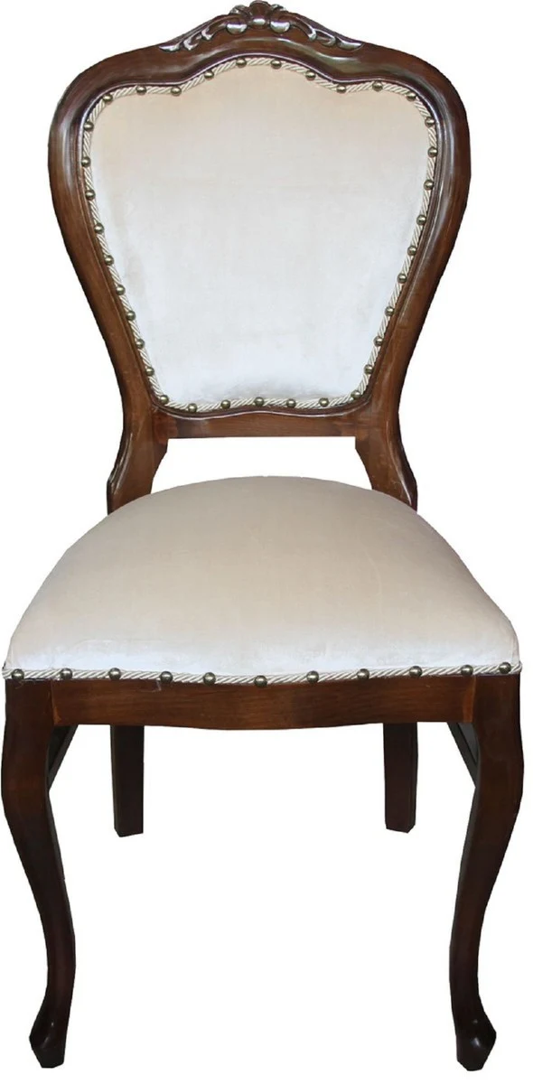 Casa Padrino Luxus Barock Esszimmer Set Creme / Braun 45 x 46 x H. 99 cm - 6 handgefertigte Esszimmerstühle - Barock Esszimmermöbel