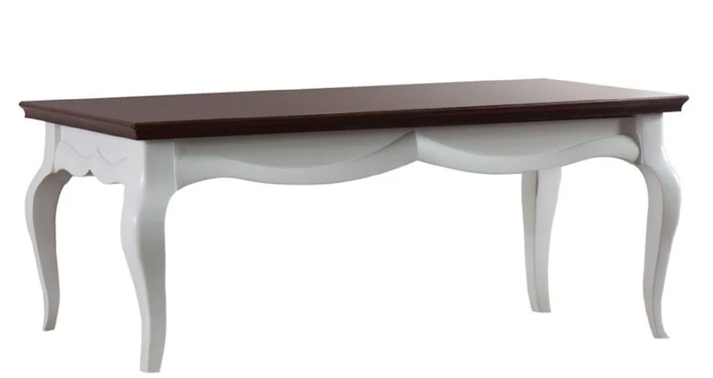 Casa Padrino Luxus Art Deco Couchtisch Weiß / Dunkelbraun 100 x 70 x H. 47 cm - Wohnzimmermöbel
