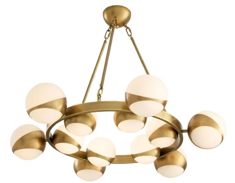 Casa Padrino Luxus Kronleuchter Antik Messingfarben / Weiß Ø 96 x H. 73 cm - Luxus Möbel