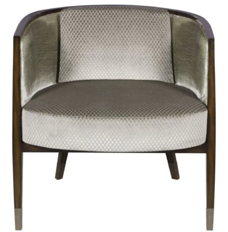 Casa Padrino Art Deco Lounge Sessel Dunkelbraun / Silber / Gold 74 x 83 x H. 71 cm - Art Deco Möbel - Luxus Qualität