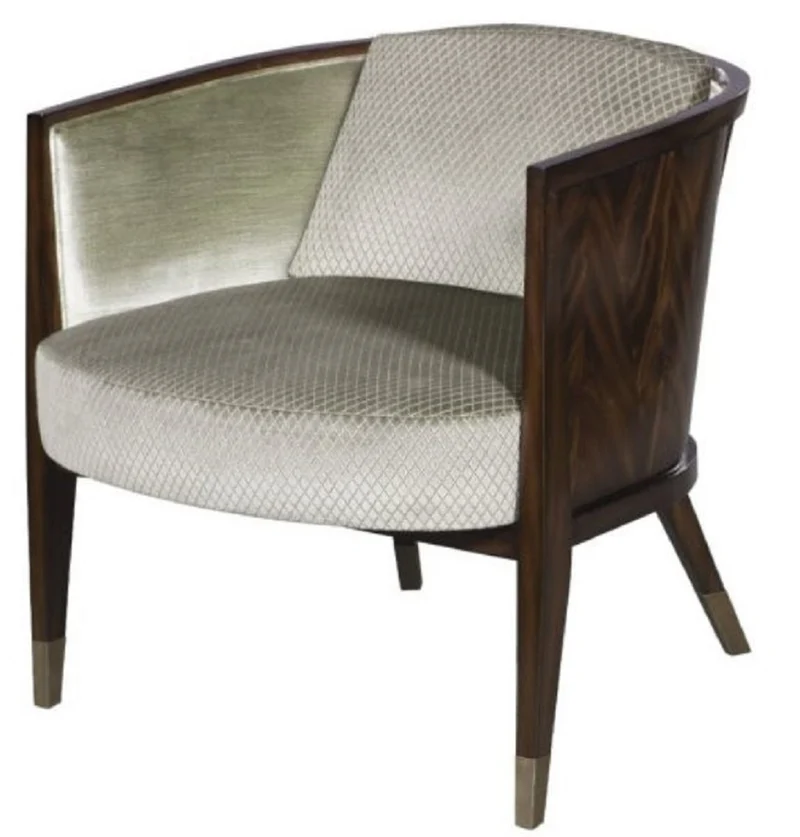 Casa Padrino Art Deco Lounge Sessel Dunkelbraun / Silber / Gold 74 x 83 x H. 71 cm - Art Deco Möbel - Luxus Qualität