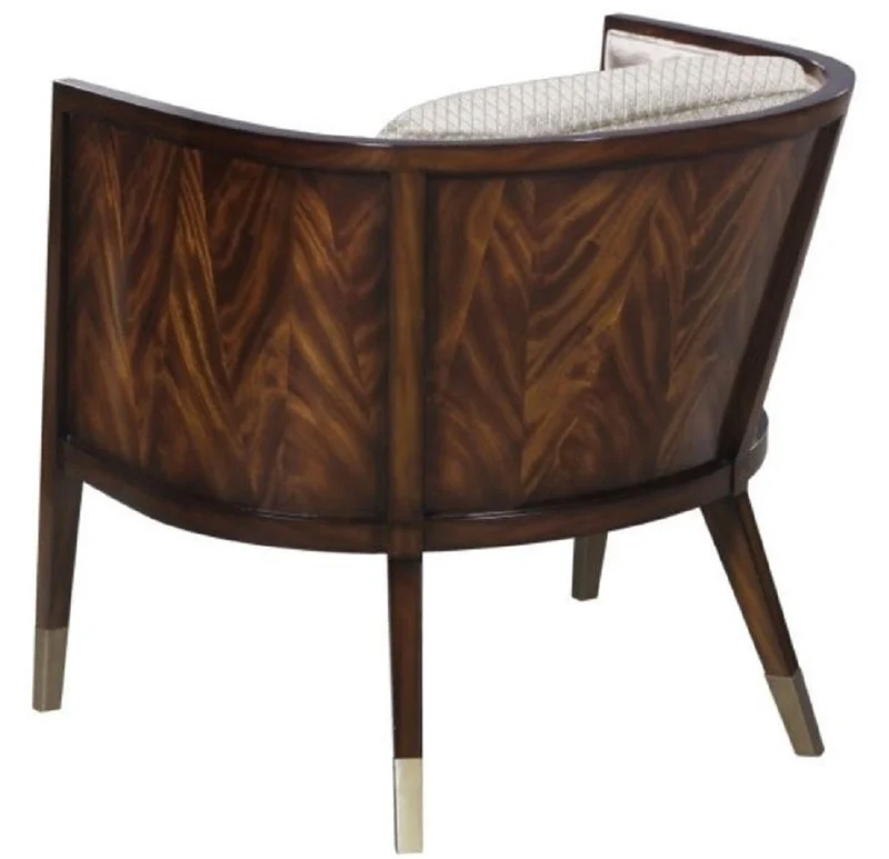 Casa Padrino Art Deco Lounge Sessel Dunkelbraun / Silber / Gold 74 x 83 x H. 71 cm - Art Deco Möbel - Luxus Qualität