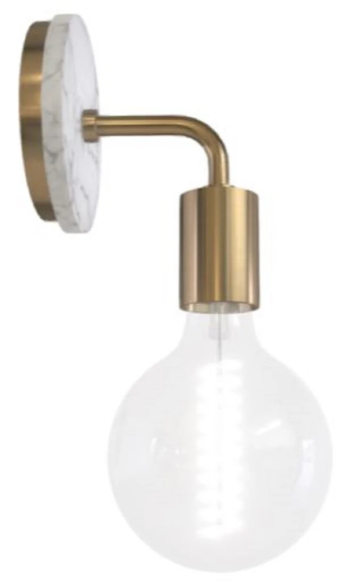 Casa Padrino Luxus Wandleuchte Antik Messingfarben / Weiß 12,7 x 16,5 x H. 33 cm - Hotel & Restaurant Wandlampe